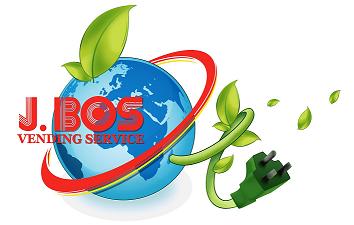 J. Bos Vending Service is committed to green energy and having an energy efficient vending supply chain. The Jo. Bos logo wrapped around a globe and a green electrical plug as a vine from a plant.